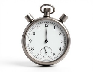 A close-up view of a stopwatch face on a white background, ideal for use in sports, fitness, or timing-related contexts
