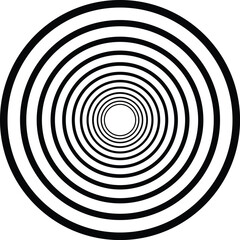 Concentric Circle Tunnel Vector | Minimal Black & White Spiral Line Art PNG