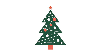 Obraz premium Simple Christmas tree decorated with ornaments. 