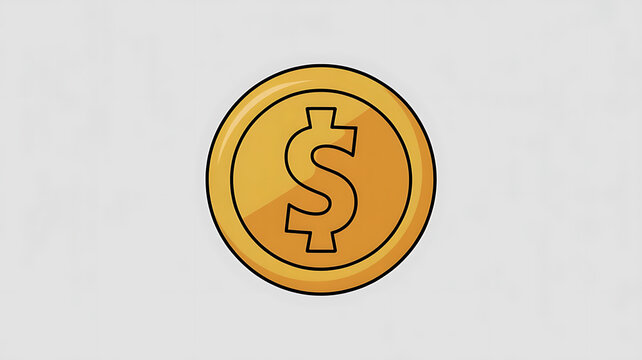 Golden coin, dollar symbol, financial concept.
