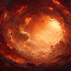 Fiery Spiral Vortex In The Sky