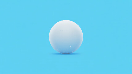 A single, light gray sphere against a bright blue background.
