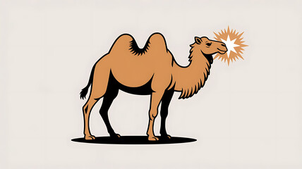 Fototapeta premium Camel with a star, symbol of guidance. 