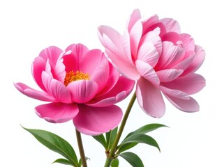 Fototapeta premium A pair of pink flowers in a vase on a table, a simple and elegant arrangement