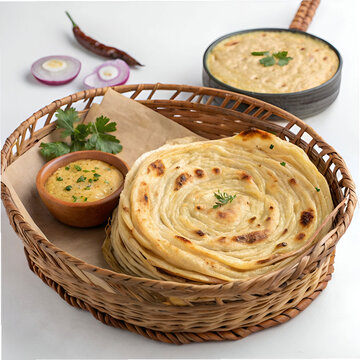 laccha parata or lachha paratha served in basket isolated