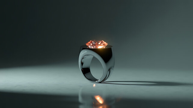 A glowing red gem ring, modern and elegant.
