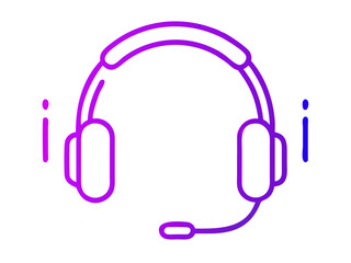 Modern headset icon with gradient lines signifies communication and connectivity, perfect for tech and support branding.