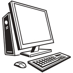 Fototapeta premium computer monitor with mouse and keyboard