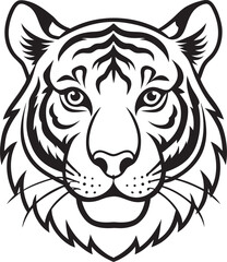 Fototapeta premium Tiger Line Art Vector Icons – Bold Jungle Animal, Outline Sketch, Tattoo, Chinese Zodiac, Coloring Page Design