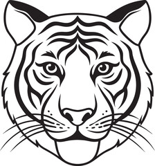 Tiger Line Art Vector Icons &ndash; Bold Jungle Animal, Outline Sketch, Tattoo, Chinese Zodiac, Coloring Page Design