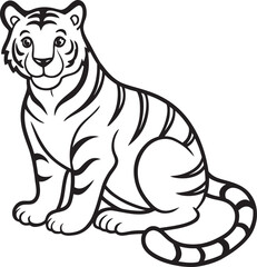 Fototapeta premium Tiger Line Art Vector Icons – Bold Jungle Animal, Outline Sketch, Tattoo, Chinese Zodiac, Coloring Page Design