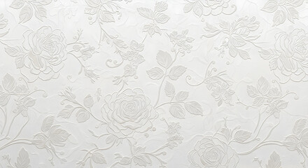 Close-Up of White Fabric Featuring Elegant Raised Floral Design