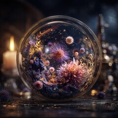 Ornamental Glowing Sphere With Floral Design