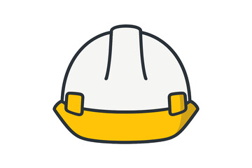 Vector illustration of a construction worker icon, featuring a safety avatar with a hard helmet and safety vest, depicting a builder man in a helmet