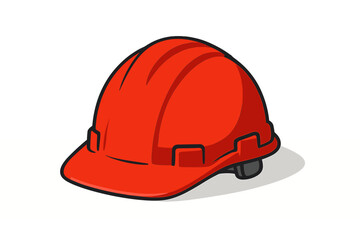 Fototapeta premium Illustration of a red construction hard hat in watercolor with a shadow