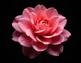 A detailed shot of a pink flower against a dark background
