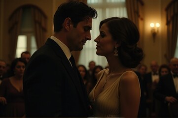 A pair of people standing side by side, likely in a romantic or social setting