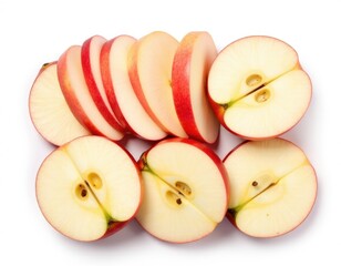 A pile of sliced apples stacked on top of each other