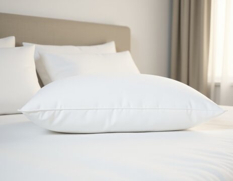 A close-up shot of a pillow on a bed
