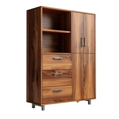 Modern wooden cabinet with shelves and drawers