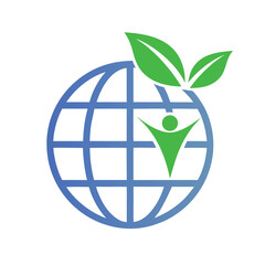 Sustainable Earth Leaf Globe Icon Vector Eco Human Nature World Logo .