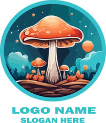 Moon mushroom logo icon vector white background .