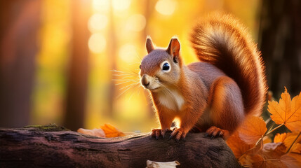 Eichhörnchen im Herbstwald