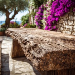 Rustic Wooden Outdoor Table In Garden Setting