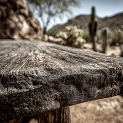 Close Up Desert Wooden Table Detail