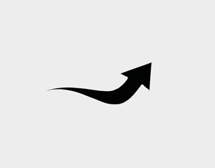 Curved Arrow Vector Icon - Minimal Black and White Line Art