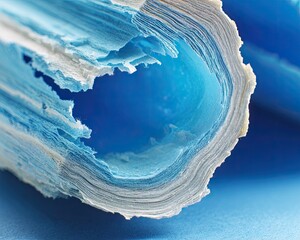 Close Up Of Rolled Blue Paper Texture