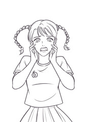 Scared Girl with Expression of Fear and Shock