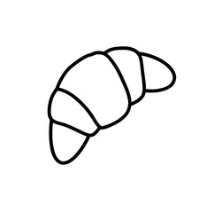 Hand drawn doodle croissant on white background.