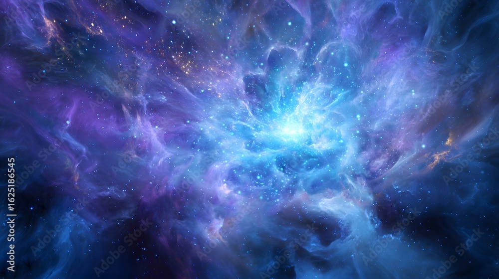 Poster galaxy in deep space, computer generated abstract background.