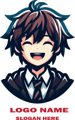 Anime boy logo icon vector white background .