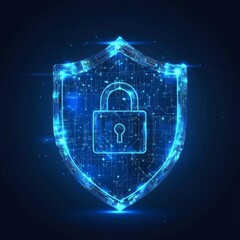 Lock and key icon on blue background symbolizing security and access technology
