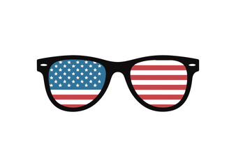 Stylish sunglasses with American flag reflection Vector Illustration, sunglasses Icon