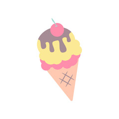 Cute Hand-drawn Illustration of a Delicious Ice Cream Cone