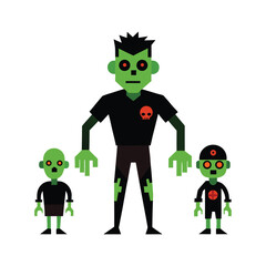 Halloween Zombie Vector Design on White Background