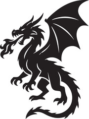 Majestic dragon silhouette breathing fire, perfect for fantasy logos, branding, and creative projects