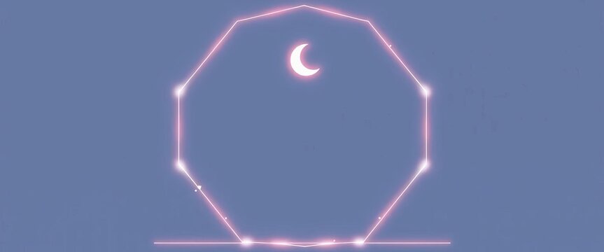 Minimalist glowing pastel heart & moon geometric frames  Vector illustration, art, glowing