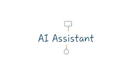 A diagram of an ai assistant with a rectangle above and a circle below connected by arrows