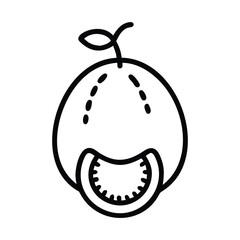 Simple melon slice icon with seeds isolated on white background