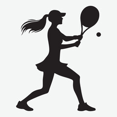 silhouette of single tennis player in bold black