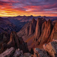 Fototapeta premium Colorful Mountain Peaks Sunrise View