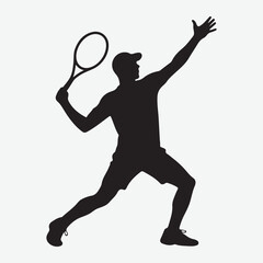 silhouette of single tennis player in bold black