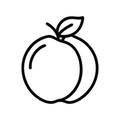 Simple and clean peach fruit icon representing healthy food and summer flavors isolated on white background