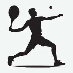 silhouette of single tennis player in bold black