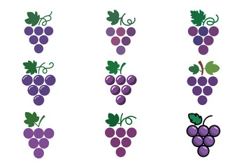 Grape Vector Illustration, Grape Icon Set