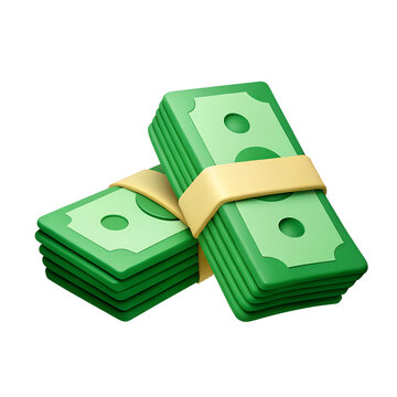 3D money bundles icon. Stack of currency banknotes. Business and finance concept. Banknotes stack icon. 3d illustration